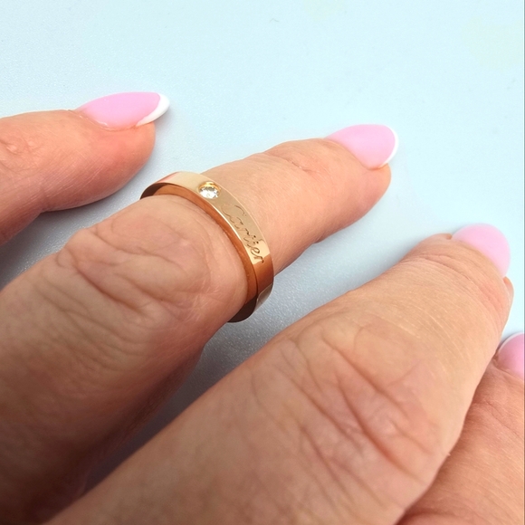 $1920 Auth Cartier C De Cartier 18K Rose Gold Diamond Band Ring Sz 51 US Sz 5.75 - Picture 3 of 9